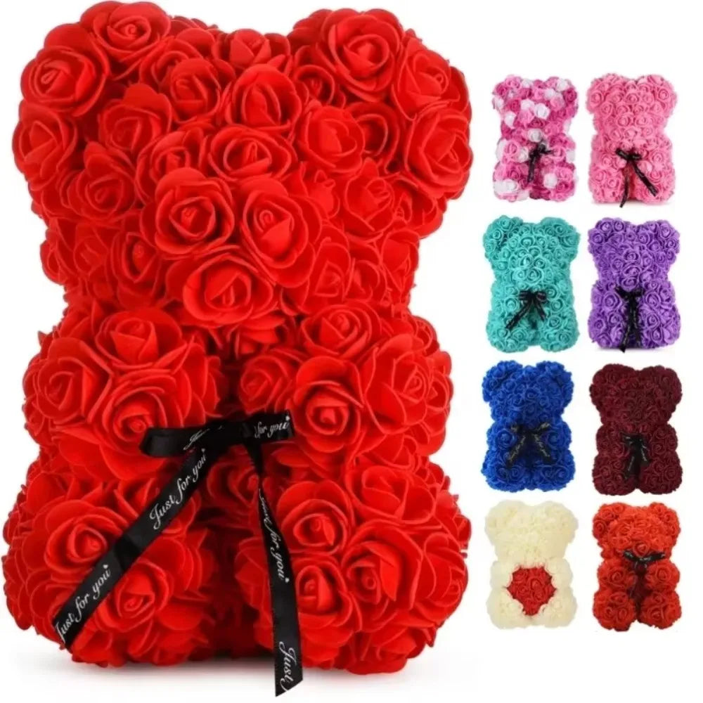 Artificial Flower Eternal Rose Teddy Bear for Mom Mother's Day Birthday