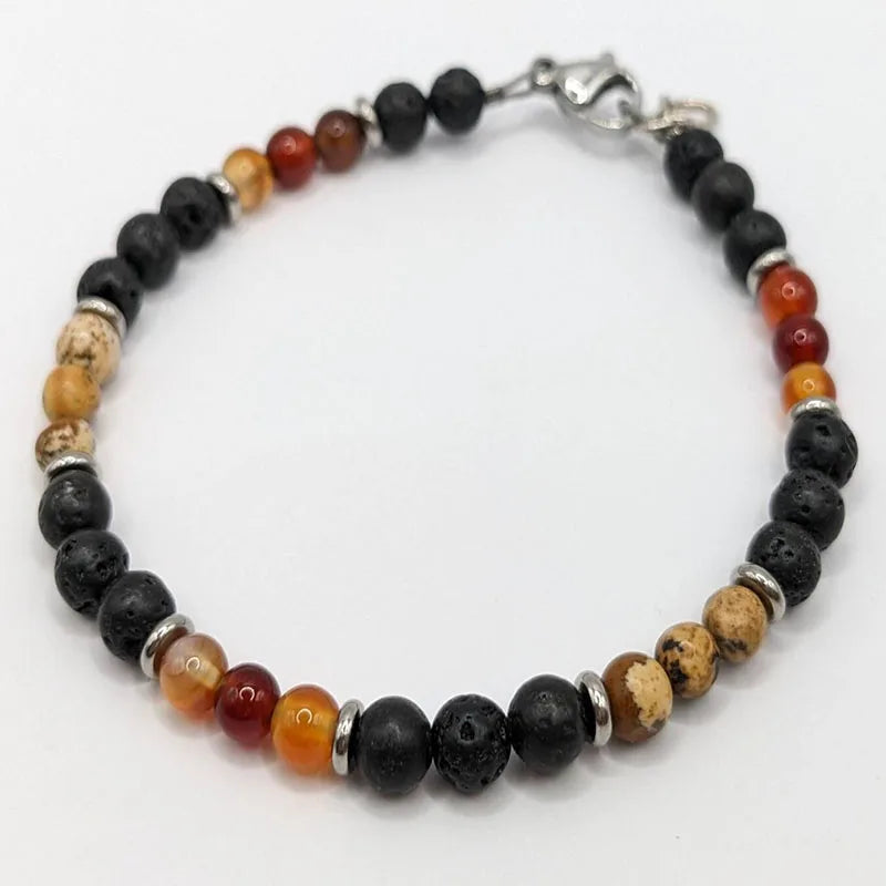 Mens Beaded Black Onyx And Green Plated Hematite Spacers With Wooden