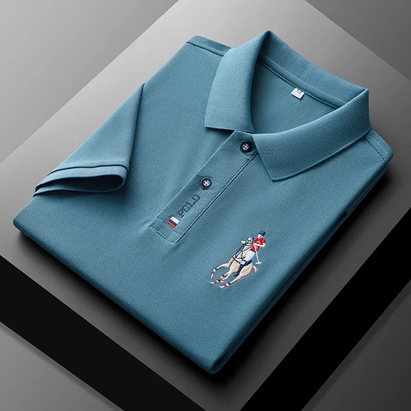 Men's Summer Embroidered Casual Fashion Short Sleeve POLO Shirt