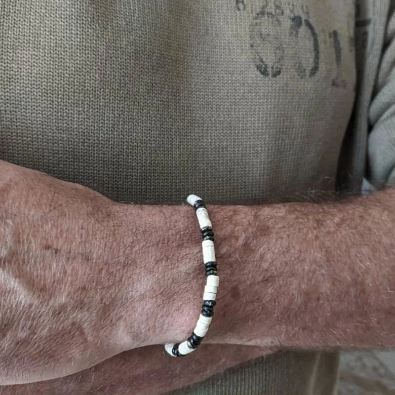 Mens Beaded Black Onyx And Green Plated Hematite Spacers With Wooden