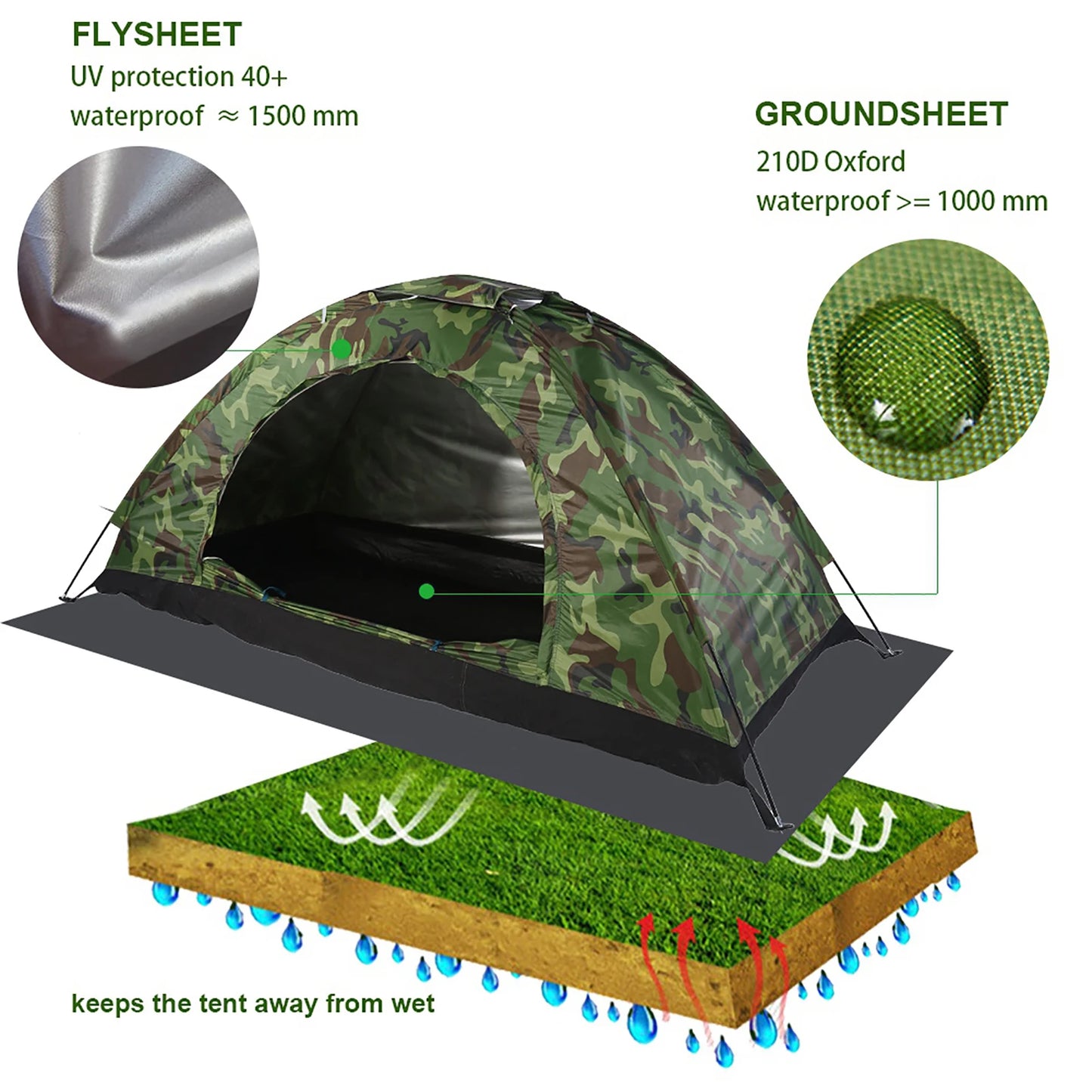 Camouflage Tent One Person Tent Outdoor Camouflage UV Waterproof
