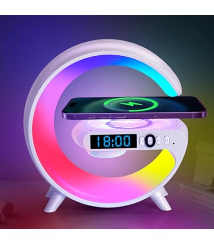 Wireless Charger Pad Stand Speaker TF Card RGB Night Light Lamp