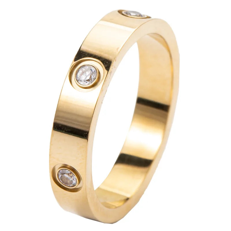 Trendy Stainless Steel Rose Gold Color Love Ring for Women Men Couple