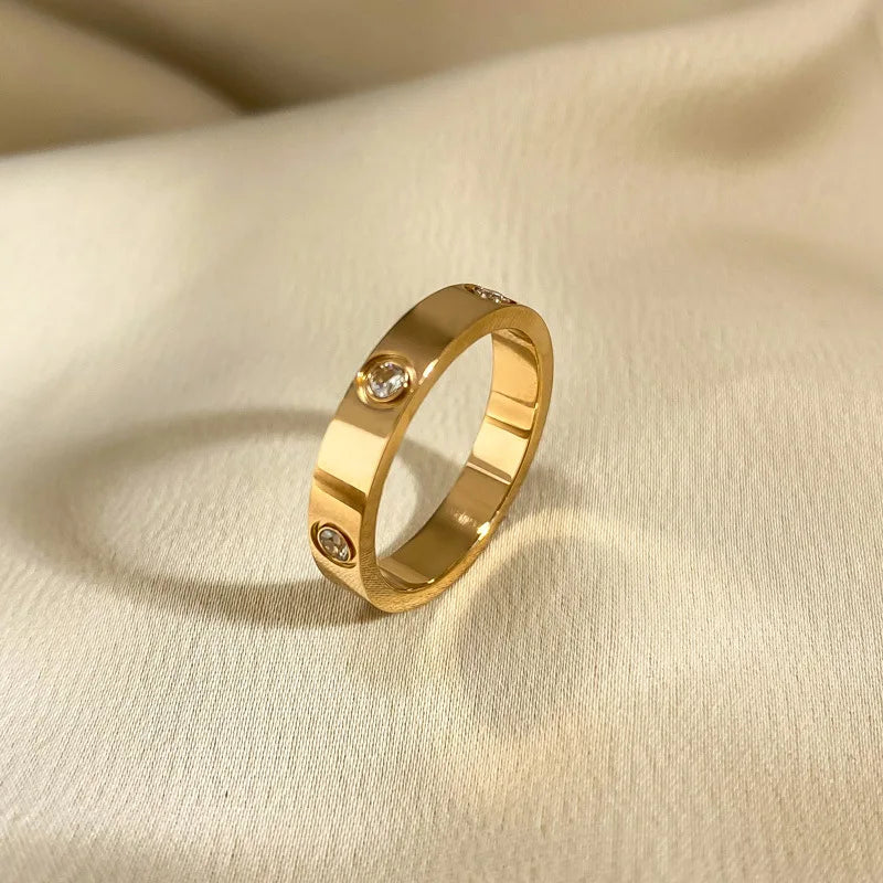 Trendy Stainless Steel Rose Gold Color Love Ring for Women Men Couple