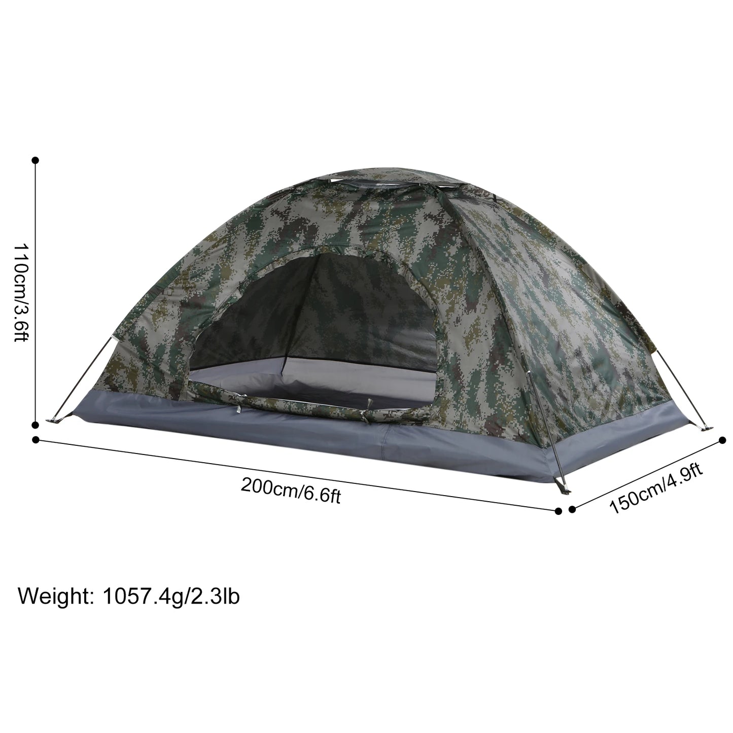 Tomshoo 1/2 Person Ultralight Camping Tent Single Layer Portable H