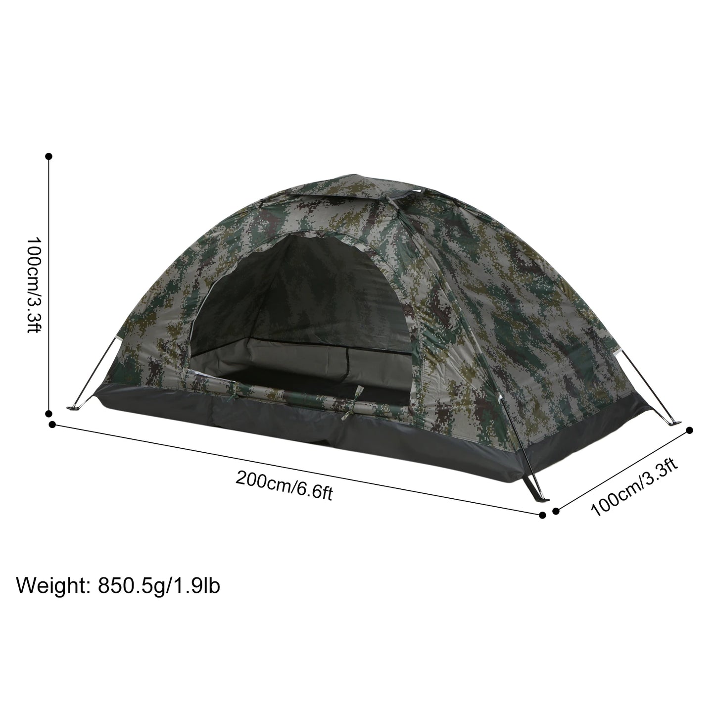 Tomshoo 1/2 Person Ultralight Camping Tent Single Layer Portable H