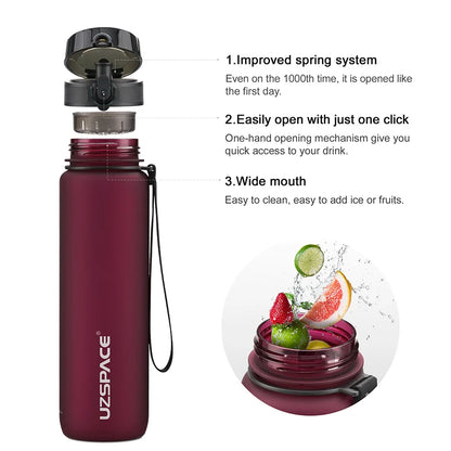 500/800/1000ml Sports Water Bottle Portable Leakproof Shaker Drinkware