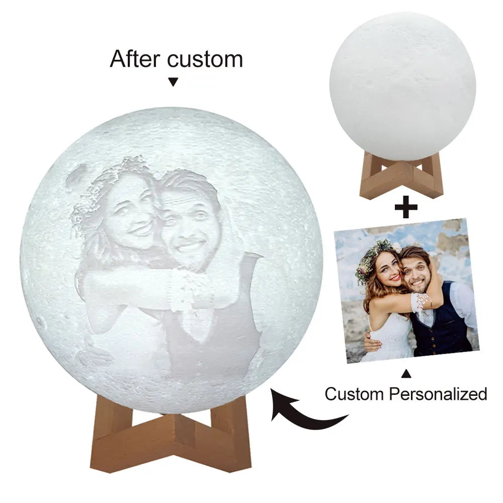 Personalized 3D Printing Moon Lamp Customized Photo Text Night