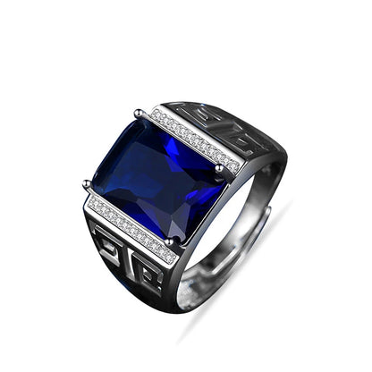 HuiSept Men Ring Silver 925 Jewelry with Sapphire Zircon Gemstone Finger