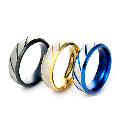 6mm Blue Twill Ring Titanium Brushed Ring for Men and Women Personalized