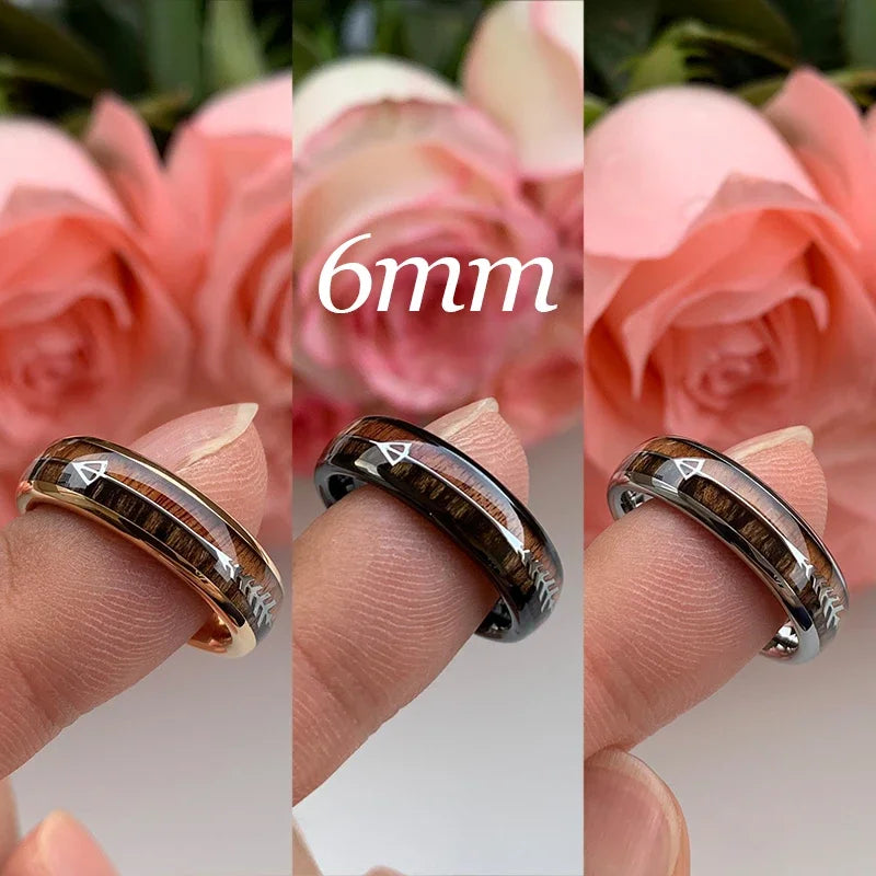 Tungsten Carbide Rings for Men Women Wedding Bands Nature Wood Arrow