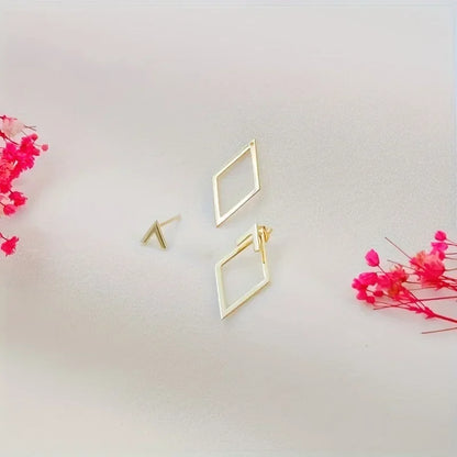 Retro Minimalist Geometric Square Detachable Triangles Stud Earrings for Women