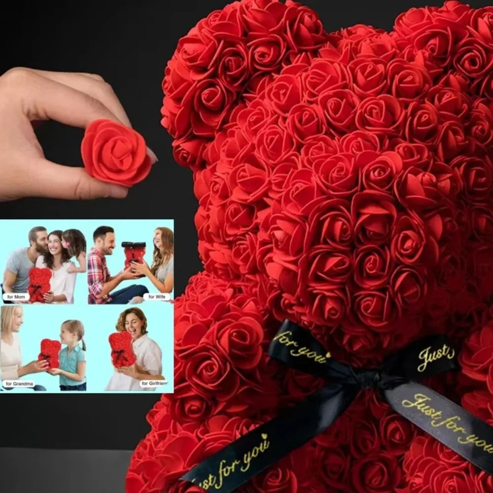 Artificial Flower Eternal Rose Teddy Bear for Mom Mother's Day Birthday