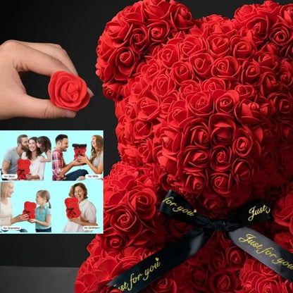 Artificial Flower Eternal Rose Teddy Bear for Mom Mother's Day Birthday
