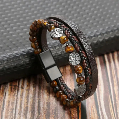 Classic Men's Leather Bracelet New Style Hand-woven Multi-layer Combination