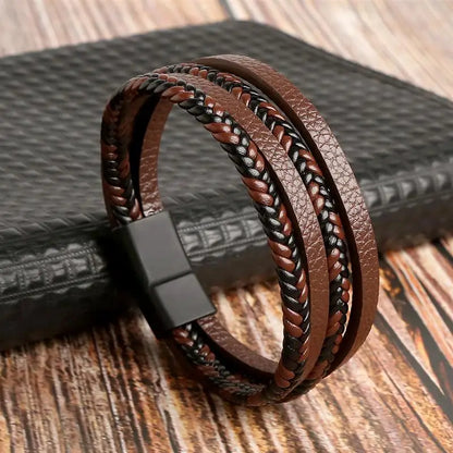 Classic Men's Leather Bracelet New Style Hand-woven Multi-layer Combination