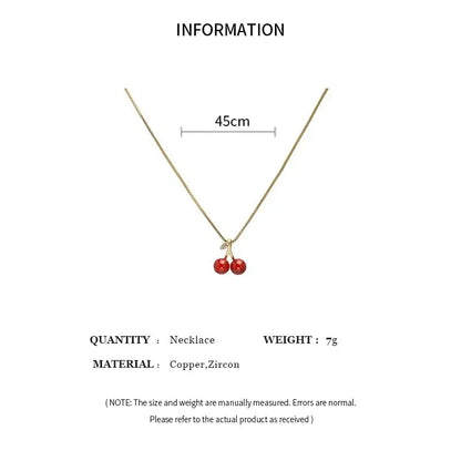 Little Wine Red Cherry Pendant Necklaces For Women Fashion Personality