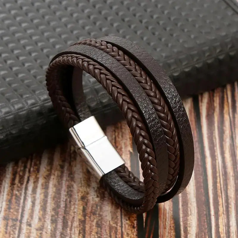 Classic Men's Leather Bracelet New Style Hand-woven Multi-layer Combination