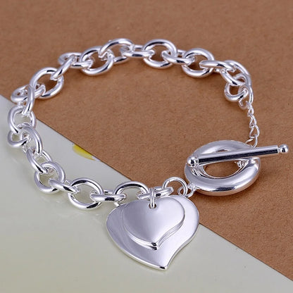 Noble 925 Sterling Silver Square Solid Chain Bracelet For Women Men