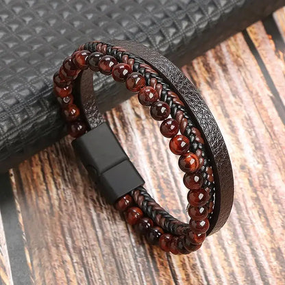 Classic Men's Leather Bracelet New Style Hand-woven Multi-layer Combination