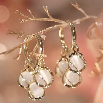 2022 New Trend Simulation Pearl Long Earrings Women's Flower Rhinestone