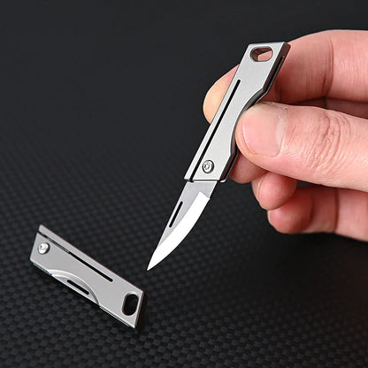 Mini Titanium Alloy Folding Knife Outdoor Camping Portable Keycha