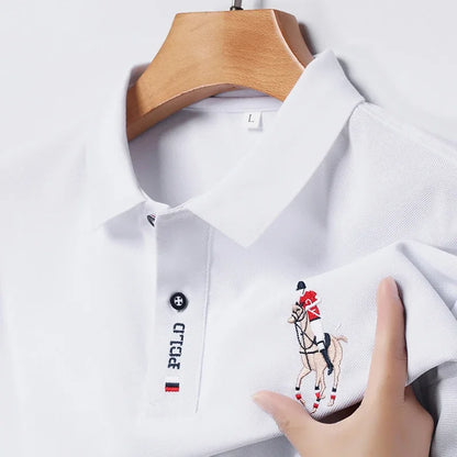 Men's Summer Embroidered Casual Fashion Short Sleeve POLO Shirt