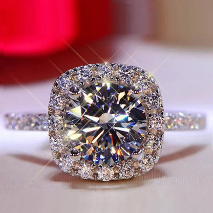 Classic Silver Color Engagement Wedding Rings for Women Fashion Metal