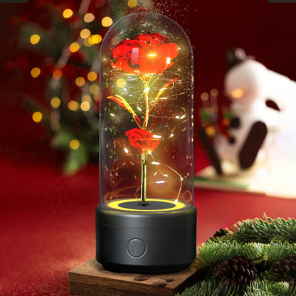 Creative 2 In 1 Rose Flowers Light And Bluetooth Speaker Valentine's Day Gift