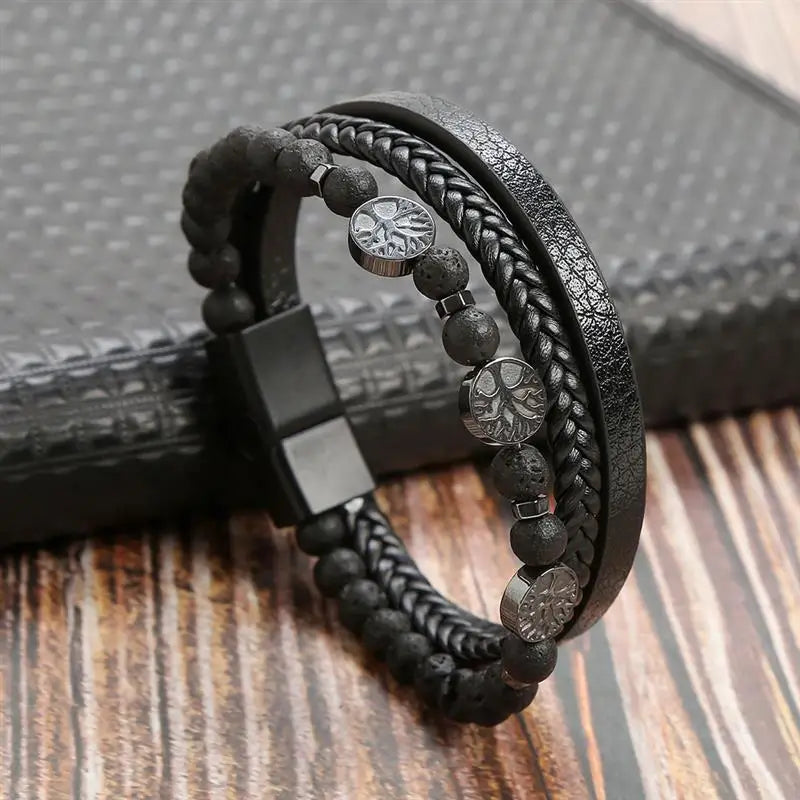 Classic Men's Leather Bracelet New Style Hand-woven Multi-layer Combination