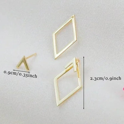 Retro Minimalist Geometric Square Detachable Triangles Stud Earrings for Women