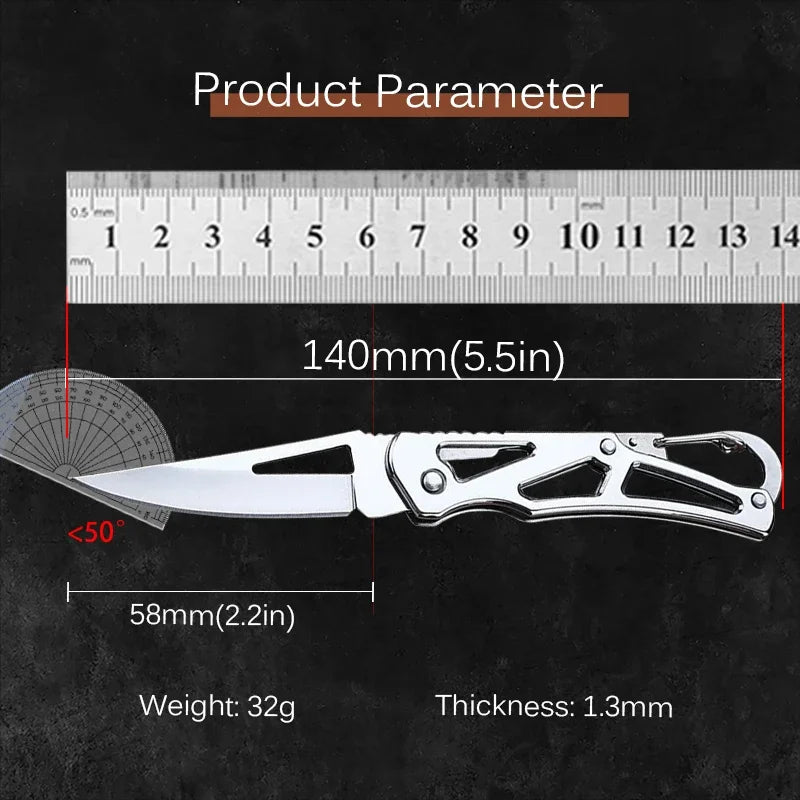 Stainless Steel Folding Fruit Knife, Outdoor Knife with Non-slip Handle,