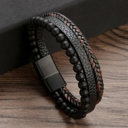 Classic Men's Leather Bracelet New Style Hand-woven Multi-layer Combination