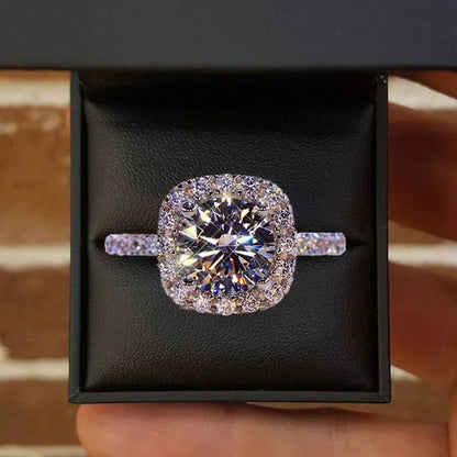 Classic Silver Color Engagement Wedding Rings for Women Fashion Metal