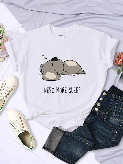 Need More Sleep Cartoons Bear Women T-Shirt Street All-math