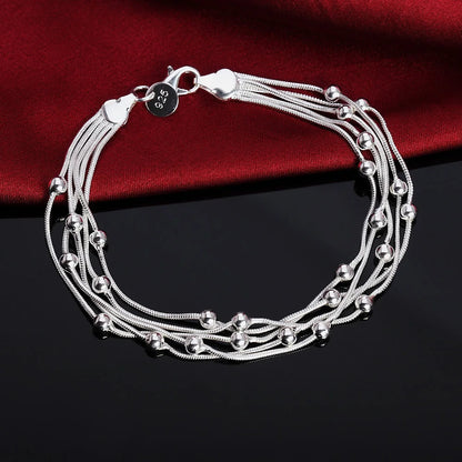 Noble 925 Sterling Silver Square Solid Chain Bracelet For Women Men