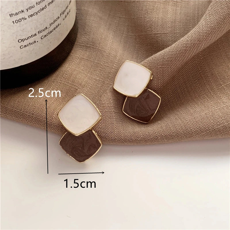 Retro Metal Gold Color Multiple Small Circle Stud Earrings for Women Korean