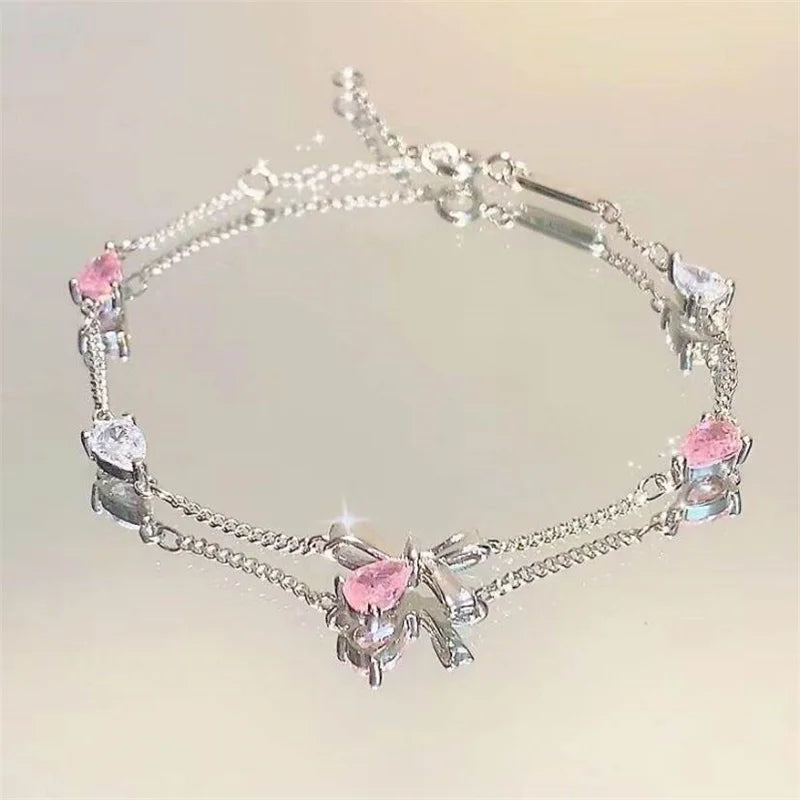 Korean Simple Star Moon Zircon Pearl Bracelet For Women Ladies Cute Elegant