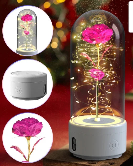 Creative 2 In 1 Rose Flowers Light And Bluetooth Speaker Valentine's Day Gift