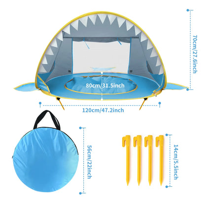 Baby Beach Tent Uv-protecting Sunshelter With A Pool Baby Kids Beach