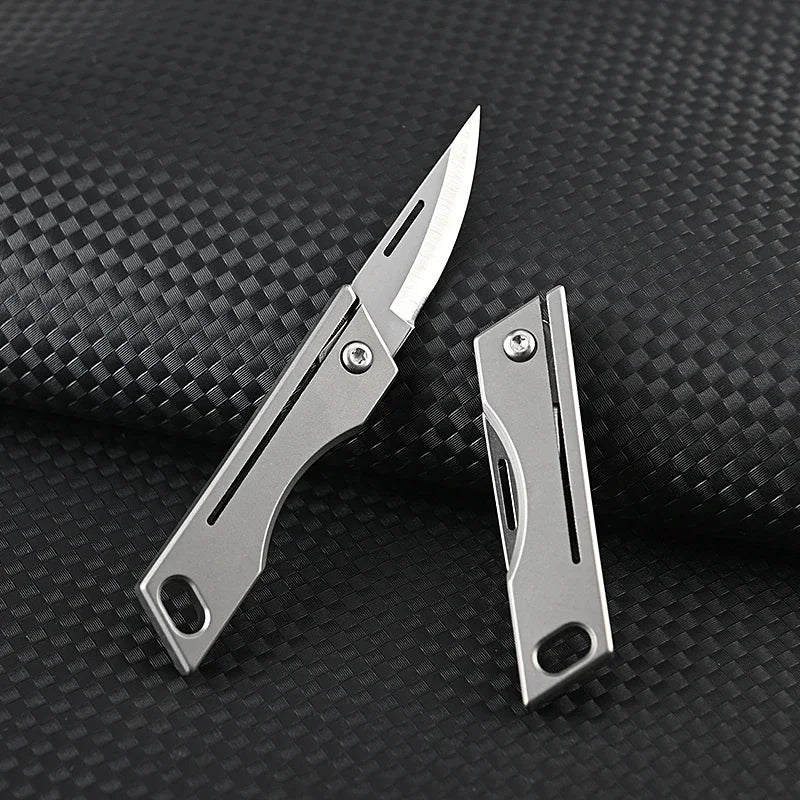 Mini Titanium Alloy Folding Knife Outdoor Camping Portable Keycha