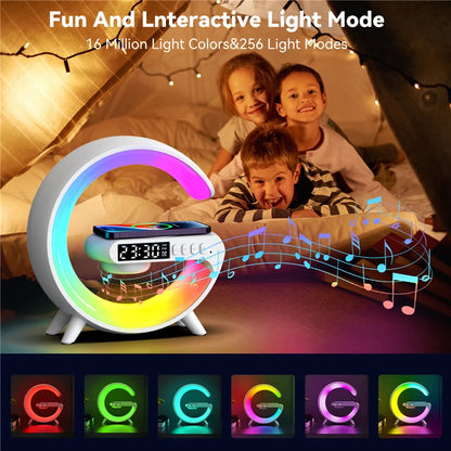 Wireless Charger Pad Stand Speaker TF Card RGB Night Light Lamp