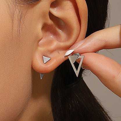 Retro Minimalist Geometric Square Detachable Triangles Stud Earrings for Women