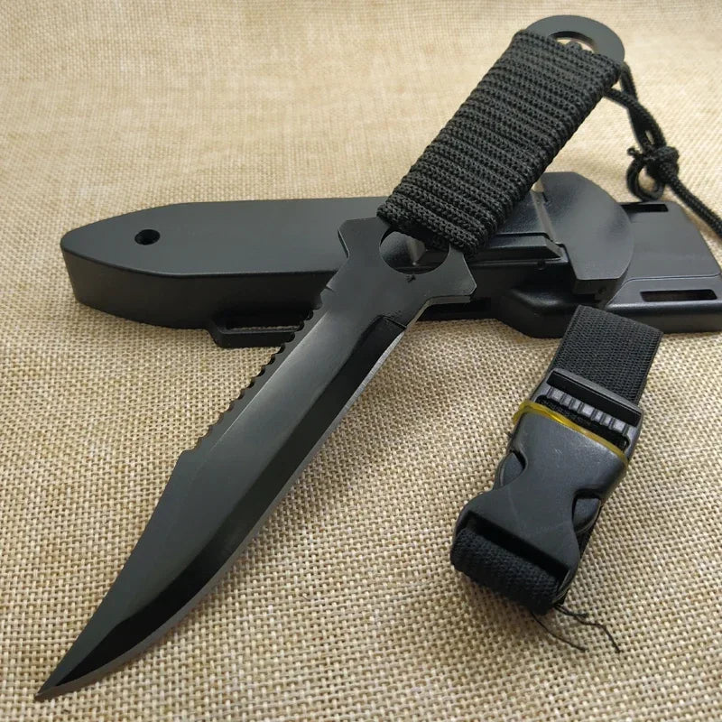 Tactical Fixed Blade 7CR14Mov Blade Steel Handle Outdoor Camping