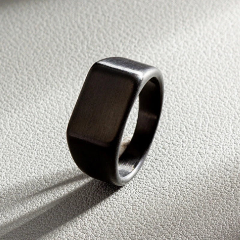 HNSP 316L Stainless Steel Ring For Men 2024 Smooth Rectangular Seal Rings