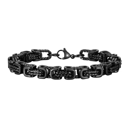 Mens Chunky Byzantine Bracelets,Retro Grey 8mm Stainless Steel Braided