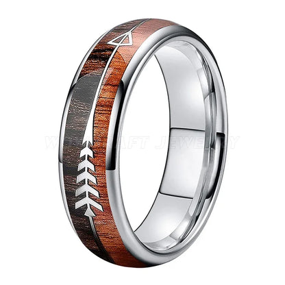 Tungsten Carbide Rings for Men Women Wedding Bands Nature Wood Arrow