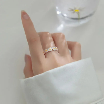 Fashion Vintage Daisy Flower Rings For Women Style Adjustable Opening
