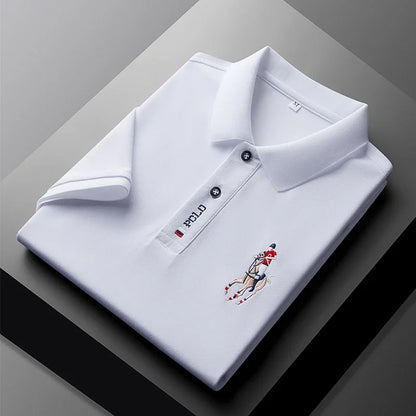 Men's Summer Embroidered Casual Fashion Short Sleeve POLO Shirt