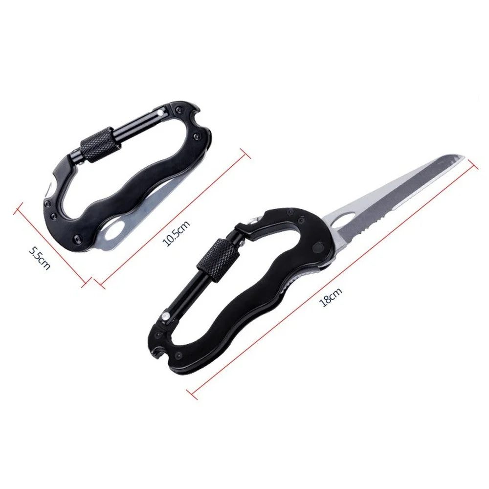 Mountain Climb EDC Stainless Steel Mini Knife Carabiner Multitool Folding